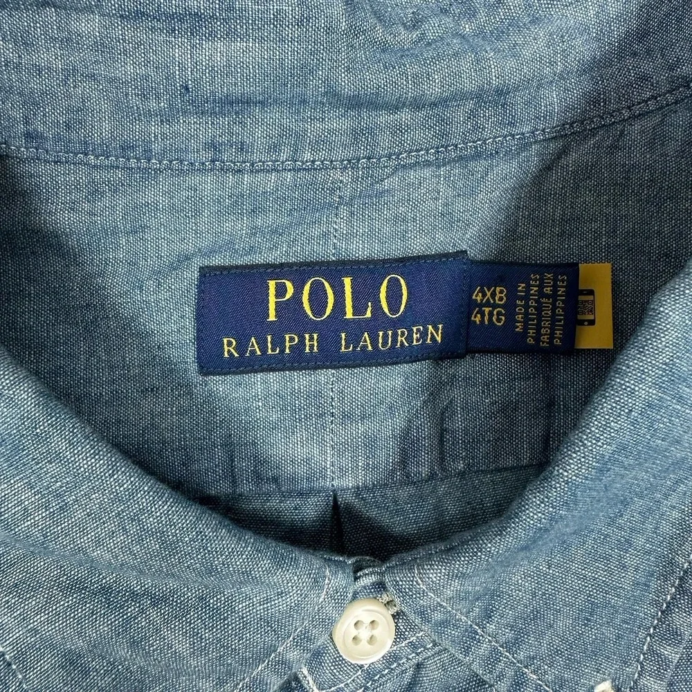 Polo Ralph Lauren Shirt Mens 4XB Blue Chambray Long Sleeve Button Down NEW